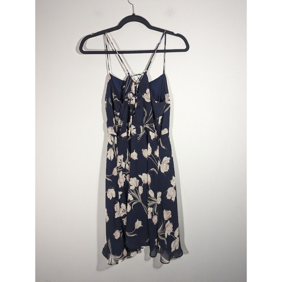 Lulus Womens Blooming Beauty Navy Blue Floral Print Mini Dress Sz XL Party - Picture 5 of 9